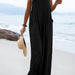 Color-Black-Women Clothing Summer Jumpsuit Ethnic Solid Color Wide Leg Jumpsuit-Fancey Boutique