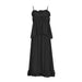 Elegant Casual Summer Suspender Floral Patchwork Top Long Ruffled Skirt Two Piece Set-Black-Fancey Boutique