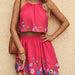 Color-Multi-Summer Printed Halter Sleeveless Women Top Skirt Set-Fancey Boutique