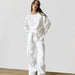 Ladies Cotton White Loose Long Sleeved Trousers Home Wear Casual Comfortable Suitable for Daily Wear-Fancey Boutique