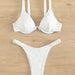 Color-White-Swimwear Solid Color Bikini Underwire Sexy Bikini Women's Elastic Fresh Split Swimsuit-Fancey Boutique