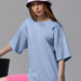 Spring Summer Solid Color T Shirt Women Cotton Short Sleeved Shirt Loose All Match-Haze Blue-Fancey Boutique