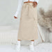 Color-Apricot-Women Clothing Autumn Winter Loose Casual Straight Leg Split Long Skirt Drawstring Workwear Skirt-Fancey Boutique