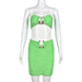 Color-Green-Tube Top Cropped Exposed Backless Wrap Chest Sexy Package Hip Skirt Set Women-Fancey Boutique