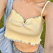 Women Clothing Summer Solid Color Spaghetti Straps Cropped Bow Vest-Apricot-Fancey Boutique