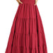Color-Red-Summer Women Clothing Square Collar Backless Puff Sleeve Pleated Short Sleeves Dress-Fancey Boutique