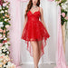 Summer Sexy V neck Low Cut Sleeveless Strap Slim French Lace Sweet Party Dress-Red-Fancey Boutique