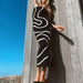 Sexy Wave Striped Tube Top Tight Beach Bohemian Casual Slimming Dehaired Angora Knitted Hip Dress-Black-Fancey Boutique