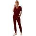 Color-Burgundy-Solid Color Jumpsuit Women Summer New Casual Outdoor Breathable e Trousers Women-Fancey Boutique