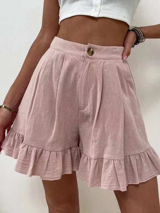 Color-Pink-Shorts Casual Wide Leg Loose Shorts Summer New Women Clothing High Waist Shorts-Fancey Boutique