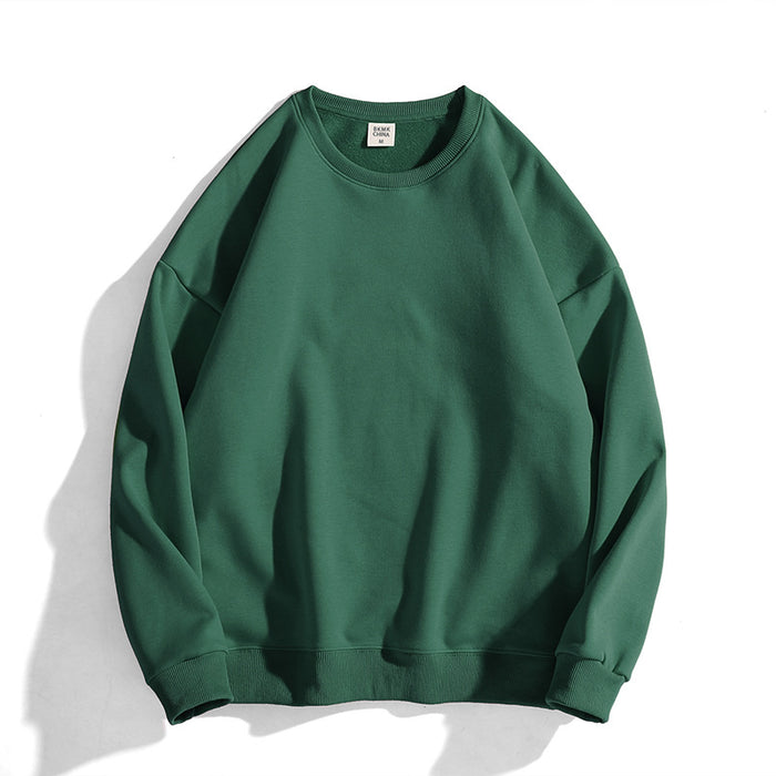 Color-blackish green-Winter Neck Fleece Lined Women off Shoulder Sweater Fashionable Custom Class Clothes Loose Solid Color Large round Neck Sweater-Fancey Boutique