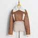 Color-Brown-Lamb Wool Coat Women Autumn Loose BF One Piece Fur Motorcycle Coat Jacket Fashionable Top-Fancey Boutique