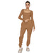 Color-Amber-Autumn Winter U Collar Pullover Long Sleeved Women Two Piece Suit Casual Trousers-Fancey Boutique