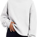 Color-White-Women Clothing Neckline Slit Loose Casual Half Turtleneck Brushed Hoody-Fancey Boutique