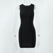 Color-Black-Summer Women Round Neck Sleeveless Solid Color Slim Sheath Dress-Fancey Boutique