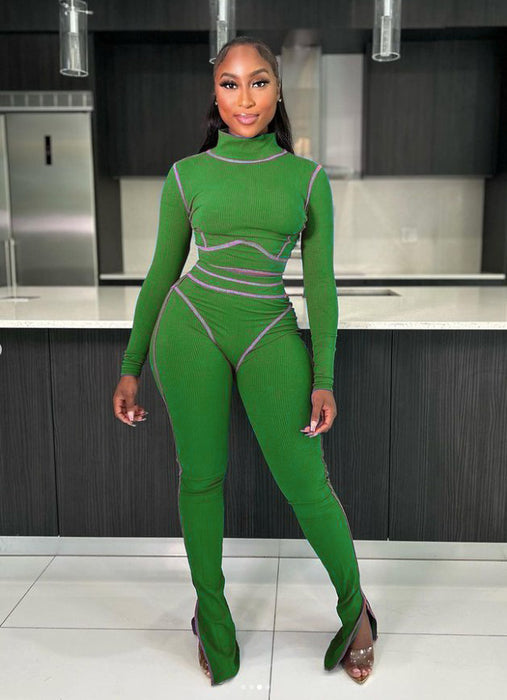 Color-Green-Women Clothing Top Product Casual Line Tight Long Sleeve Suit-Fancey Boutique