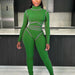 Color-Green-Women Clothing Top Product Casual Line Tight Long Sleeve Suit-Fancey Boutique