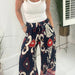 Color-Black-Summer Autumn Printed Pocket Casual Loose Wide Leg Pants Thin Women Trousers-Fancey Boutique
