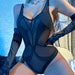 Color-Black-High Profile Figure Sexy Sheer Mesh Nightclub Queen Sexy Jumpsuit with Gloves-Fancey Boutique