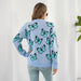 Color-Blue Butterfly on Blue Background-Butterfly Animal Brocade Sweater Women Loose Autumn Winter Long Sleeve Knitwear Sweater-Fancey Boutique