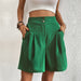 Color-blackish green-Summer Women Clothing Solid Color High Waisted Shorts Women Summer-Fancey Boutique