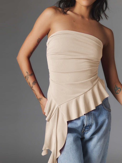 Color-Apricot-Women Clothing All Match Sexy Tassels Slim Fit Top Slim Fit Tube Top Vest Bottoming Shirt-Fancey Boutique