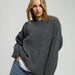 Sweater for Women Autumn Winter round Neck Pullover Loose Long Sleeved Sweater Coat for Women-Dark Grey-Fancey Boutique