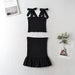 Color-Black-Spring Autumn Elastic Wrapped Chest Camisole Hip Lotus Leaf Skirt Outfit-Fancey Boutique