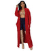 Color-Chinese Red-Autumn Winter Women Clothing Sexy Casual Long Sleeve Long Sweater Coat-Fancey Boutique