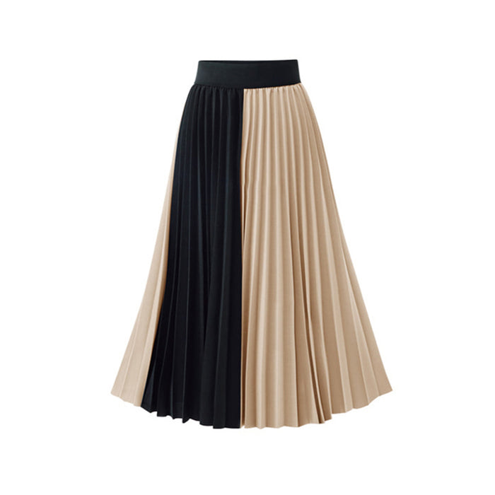 Color-Chiffon Skirt Colorblock Large Hem Pleated Skirt-Fancey Boutique