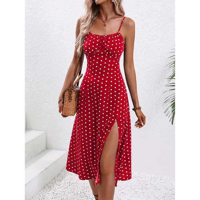 Western for Women Spring Sexy Strap Split Floral Dress-Scarlet-Fancey Boutique