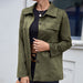 Color-Army Green-Casual Simple Single Breasted Pocket Shirt Suede Long Sleeved Shacket Coat Top Women-Fancey Boutique