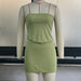 Knitted Irregular Asymmetric Tube Top Top Skirt Set New Backless Sexy Skirt Hip Skirt Two-Piece-Green-Fancey Boutique