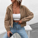 Color-Brown-Autumn Winter Women Clothing Corduroy Ladies Jacket-Fancey Boutique