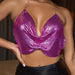 Color-Purple-Direct Backless Metal Pleated Suspender Sexy Top Vest Women-Fancey Boutique