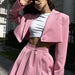 Suit Skirt Set Spring Shoulder Collared Small Suit Miniskirt Suit Suit-Pink-Fancey Boutique