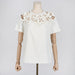 Summer Round Neck Embroidery Floral Stitching All Matching Hollow Out Cutout Short Sleeve T Shirt Top Women-Fancey Boutique