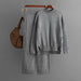 Color-Gray-Suit Women Autumn Winter Casual Solid Color Loose Knitted Mock Neck Sweater Two Piece Set-Fancey Boutique