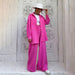 Fashion Loose-Fitting Long Sleeves Shirt Wide Leg Pants Two-Piece Set Commuting Elegant Pink Suit-Fancey Boutique