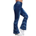 Weila Jeans Spring Summer Women Denim Mid High Stretch Printed Casual Trousers Bell Bottom Pants-Fancey Boutique