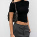 Color-Black-Summer Tight Slimming Cropped All Match Off Neck Pleated Casual Women Clothing-Fancey Boutique