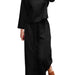 Color-Black-Casual Loose Solid Color Shirt Long Sleeve Trousers Two Piece Set-Fancey Boutique