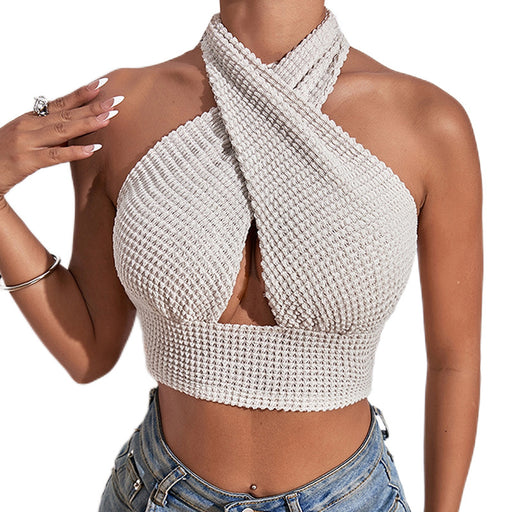 Sexy Women Clothing Knitted Top Sexy Halter Outerwear Camisole-Khaki-Fancey Boutique