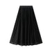 Color-Black-Mesh Skirt Women Autumn Winter High Waist Cover Two Sides Pleated Mid Length Large Swing A Line Gauze Skirt-Fancey Boutique