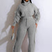 Color-Gray-4-Women Clothing Casual Solid Color Knitted Long Sleeve Turtleneck Tassel Suit-Fancey Boutique