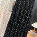 Fold Floral Skirt Summer Elastic Waist Covering Slimming A line Skirt Mid Length Big Hem Umbrella Skirt-Black-Fancey Boutique