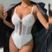 Color-White-Sexy Sexy Cutout Cross Lace Pleated Slim Strap Steel Ring Boning Corset Solid Color Jumpsuit-Fancey Boutique