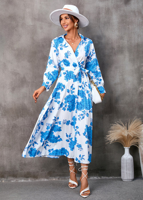 Color-Women Clothing Autumn Printed Long Sleeve Midi Dress-Fancey Boutique