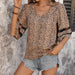 Color-Khaki-Summer Women Clothing Half Sleeve Gauze Stitching Leopard Print Shirt Women-Fancey Boutique
