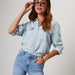 Color-Light Blue-Denim Shirt Autumn Casual Collared Single Breasted Women Long Sleeved Denim-Fancey Boutique